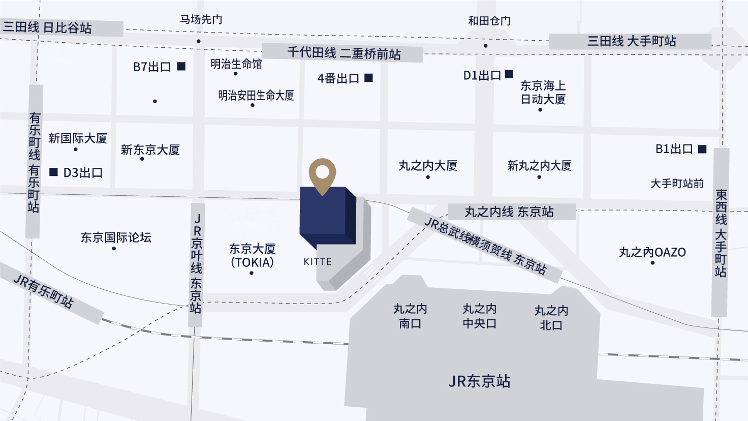 长岛・大野・常松律师事务所 东京办公室 MAP