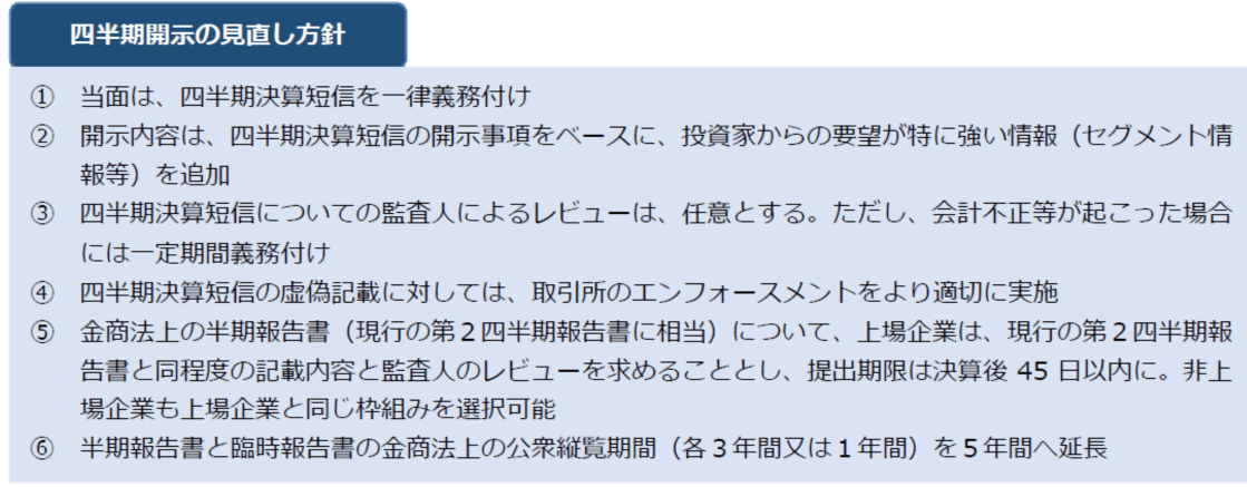 四半期開示の見直し方針
